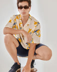 Salmon White Oversize Hawaiian Collar Shirt