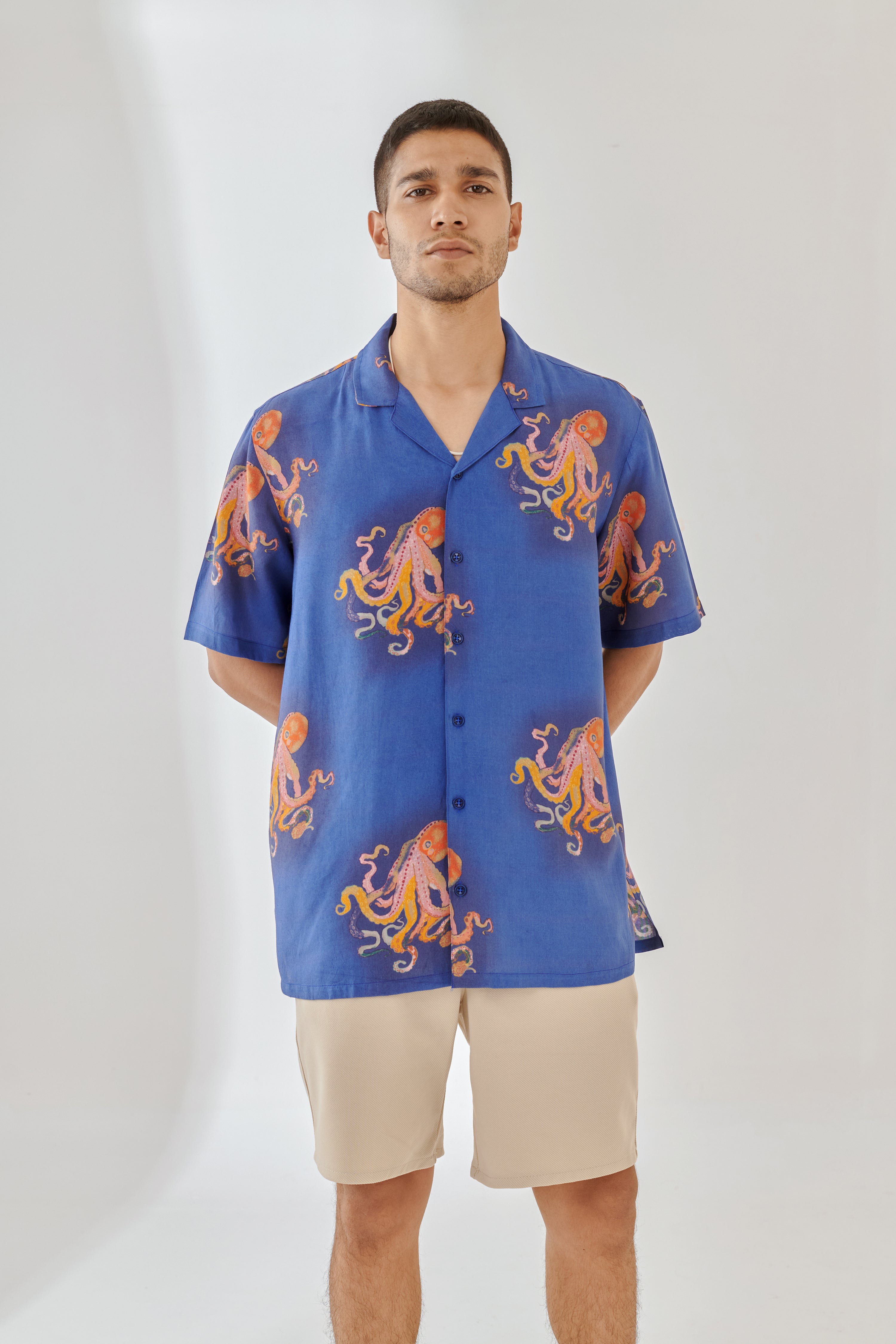 Octopus Vulgaris Blue Oversize Shirt