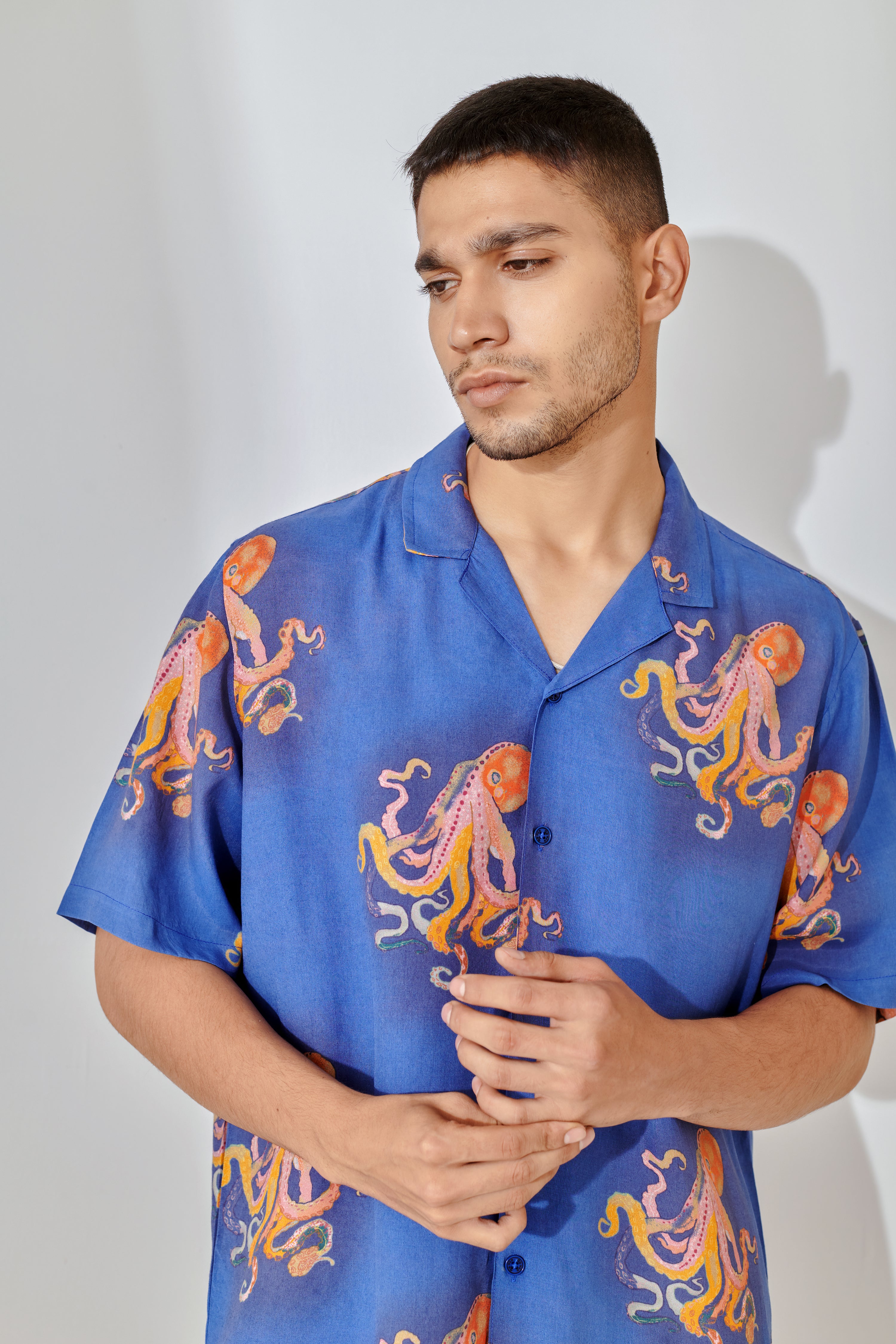 Octopus Vulgaris Blue Oversize Shirt