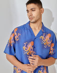 Octopus Vulgaris Blue Oversize Shirt