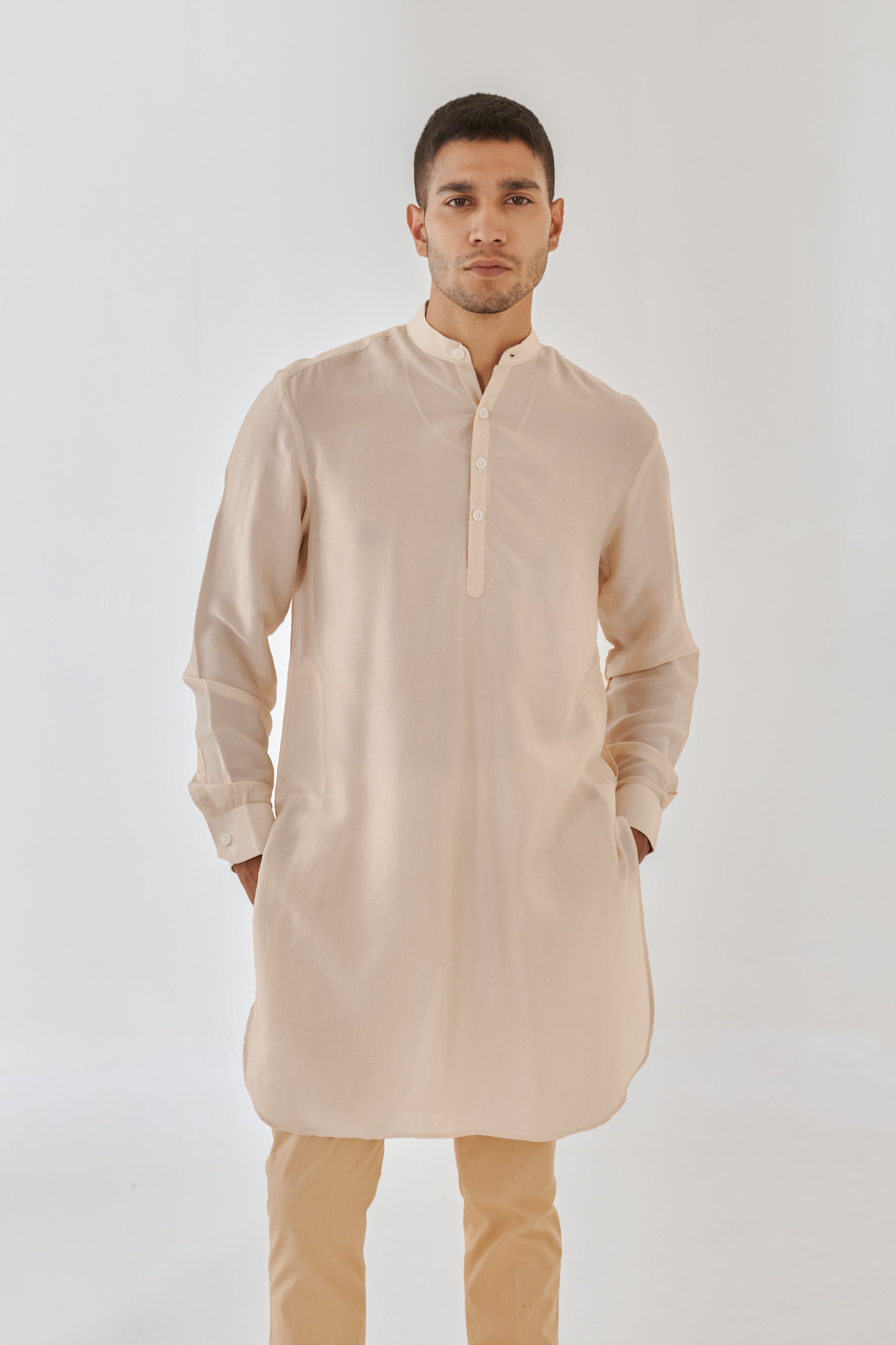 Beige Ganganagery Kurta For Men