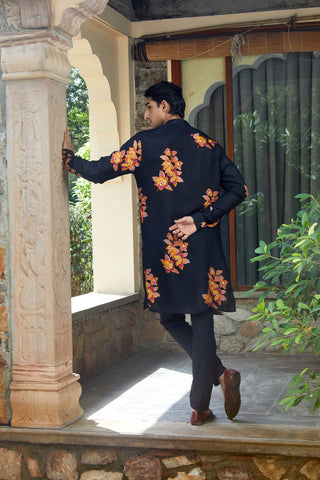 Floral Night Zipper Kurta