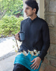 Midnight Teal Harmony Ganganagry Kurta