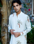 Palm Bliss White Zipper Kurta