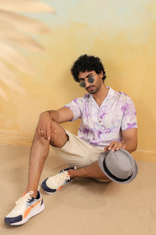 Moon Swirl Relaxed Fit Cuban  Shirt