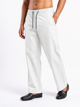 White Relaxed Fit Drawstring Pants