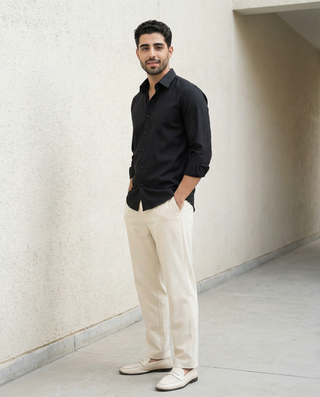 Classic Black Oxford Collar Shirt