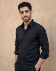 Classic Black Oxford Collar Shirt