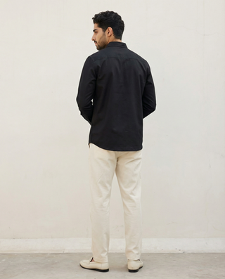 Classic Black Oxford Collar Shirt