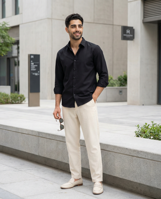 Classic Black Oxford Collar Shirt