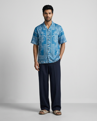 Porcelain Blue Relaxed Fit Cuban Shirt