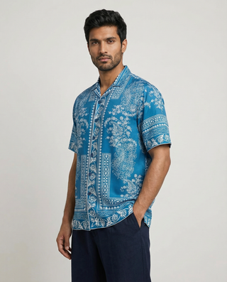 Porcelain Blue Relaxed Fit Cuban Shirt