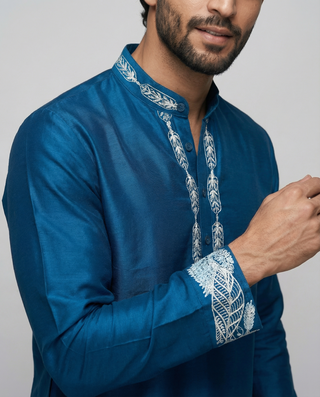 Royal Teal Embroidered Kurta