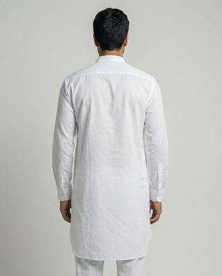 Classic White Solid Ganganagry  Kurta