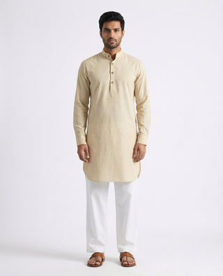 Beige Solid Ganganagery Kurta