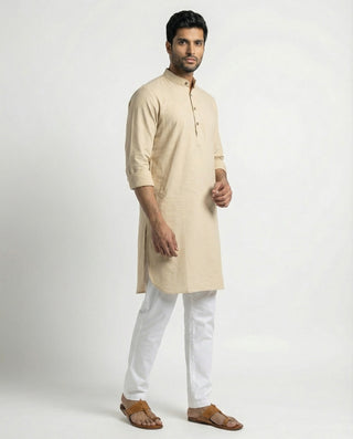 Beige Solid Ganganagery Kurta