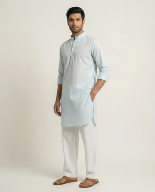 Sky Blue Solid Ganganagry  Kurta