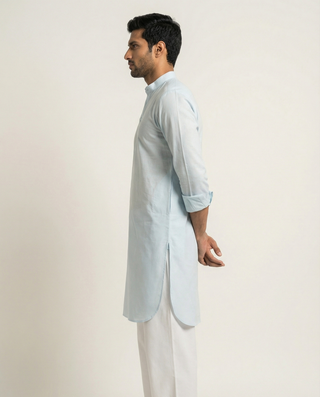 Sky Blue Solid Ganganagry  Kurta