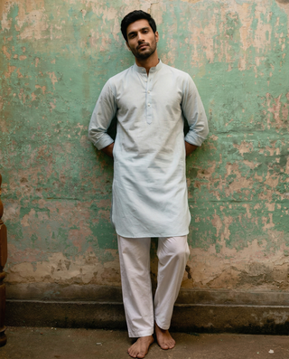 Sky Blue Solid Ganganagry  Kurta