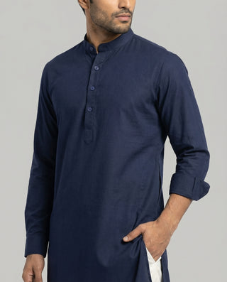 Navy Blue Solid Ganganagry Kurta