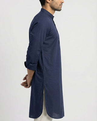 Navy Blue Solid Ganganagry Kurta