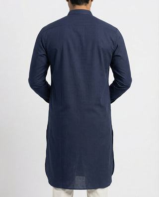 Navy Blue Solid Ganganagry Kurta