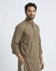 Olive Brown Solid Ganganagry Kurta