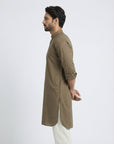 Olive Brown Solid Ganganagry Kurta
