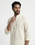 Ivory White Solid Ganganagry Kurta