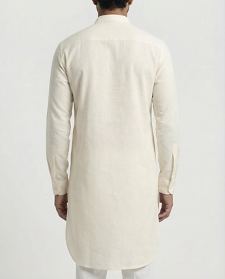 Ivory White Solid Ganganagry Kurta