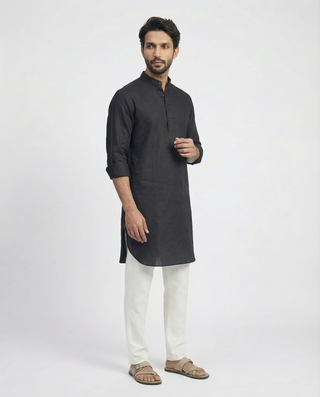 Classic Black Solid Ganganagry  Kurta