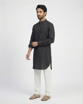 Classic Black Solid Ganganagry  Kurta