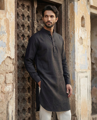 Classic Black Solid Ganganagry  Kurta