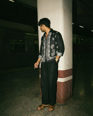 Midnight Paisley Oxford Collar Shirt