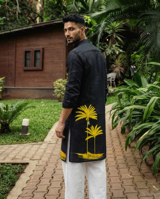 Palm Oasis Black Zipper Kurta