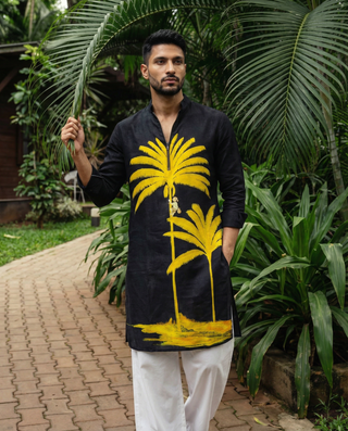 Palm Oasis Black Zipper Kurta