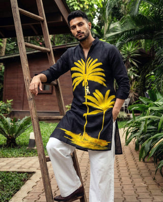 Palm Oasis Black Zipper Kurta