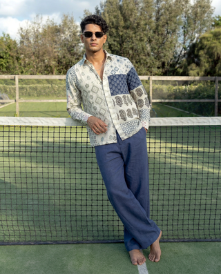 Indigo Patch Oxford Collar Shirt