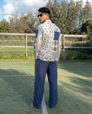 Indigo Patch Oxford Collar Shirt