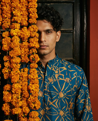 Jaigarh Festive Blue Ganganagery Kurta