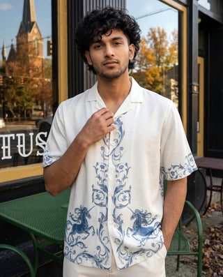 Shadow Crest Relaxed Fit Cuban Shirt