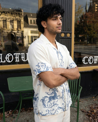 Shadow Crest Relaxed Fit Cuban Shirt