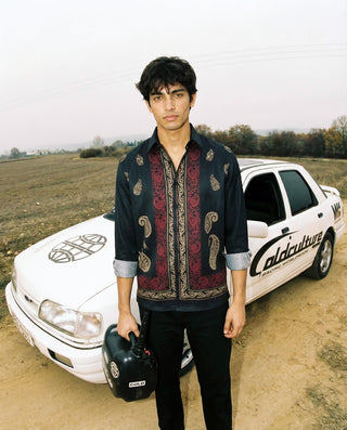 Crimson Paisley Oxford Collar Shirt