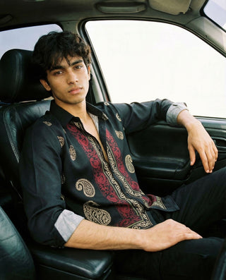 Crimson Paisley Oxford Collar Shirt