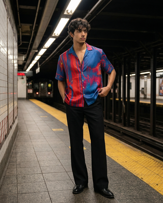 Odyssey Art Blue Relaxed Fit Cuban Shirt