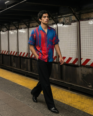 Odyssey Art Blue Relaxed Fit Cuban Shirt