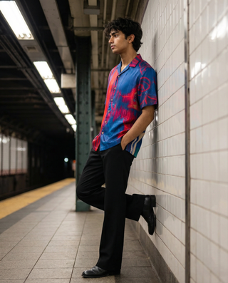Odyssey Art Blue Relaxed Fit Cuban Shirt