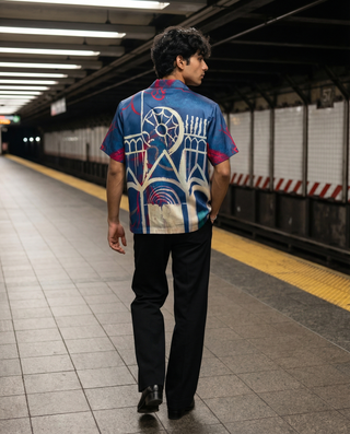 Odyssey Art Blue Relaxed Fit Cuban Shirt