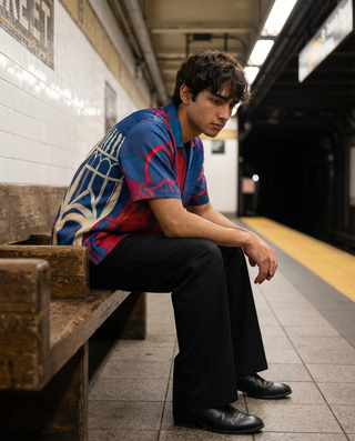 Odyssey Art Blue Relaxed Fit Cuban Shirt