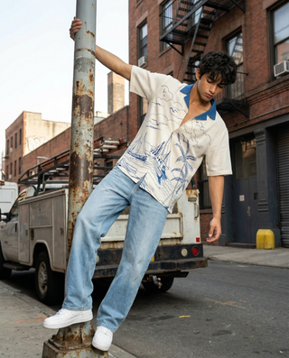 Postcard Escape Relaxed Fit Cuban Shirt